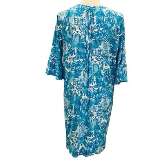 Lilly Pulitzer Blue White Embroidered Shift Dress Large - Picture 2 of 8